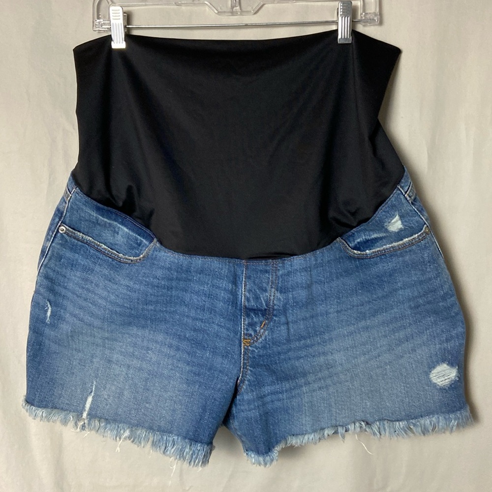 Maternity Denim Shorts Loft Deconstructed 14M Jean Stretch Blue Cut Offs NWT New